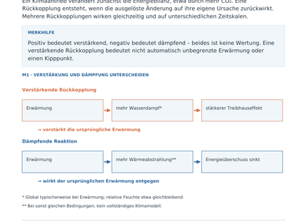 Rückkopplungen im Klimasystem – Wissensseite des Geografie-Arbeitsblatts für Klasse 10–13