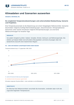 Klimadaten und Szenarien auswerten – kostenloses Geografie-Arbeitsblatt mit Lösungen (PDF)
