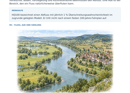 Hochwasser und Hochwasserschutz – illustriertes Geografie-Arbeitsblatt für Klasse 10–13