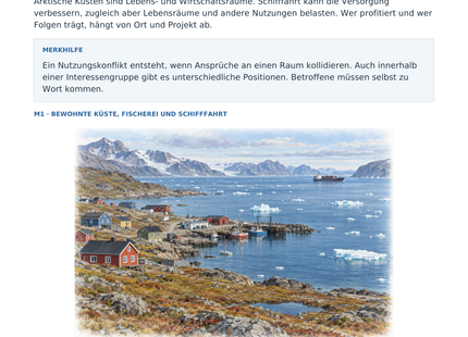 Arktis: Nutzungskonflikte und Schutz – illustriertes Geografie-Arbeitsblatt für Klasse 10–13