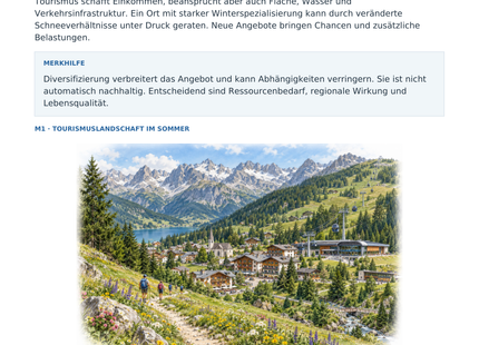Alpentourismus im Wandel – illustriertes Geografie-Arbeitsblatt für Klasse 10–13