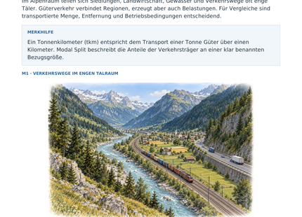 Alpenverkehr: Straße oder Schiene? – illustriertes Geografie-Arbeitsblatt für Klasse 10–13