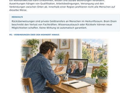 Migration: Herkunft und Ziel – illustriertes Geografie-Arbeitsblatt für Klasse 10–13