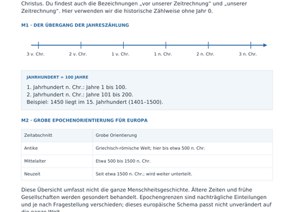 Zeitrechnung und Epochen – kostenloses Geschichte-Arbeitsblatt mit Lösungen (PDF)