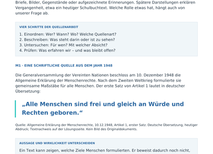 Historische Quellen untersuchen – kostenloses Geschichte-Arbeitsblatt mit Lösungen (PDF)