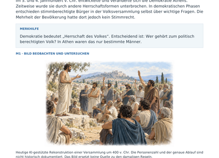 Vorschau: Athen: Demokratie mit Grenzen – Geschichte-Arbeitsblatt Klasse 5–6