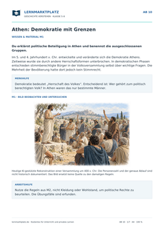 Athen: Demokratie mit Grenzen – kostenloses Geschichte-Arbeitsblatt mit Lösungen (PDF)