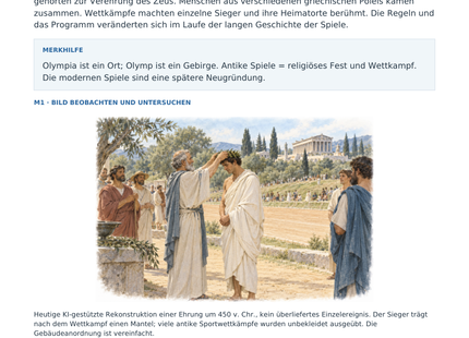 Vorschau: Olympische Spiele der Antike – Geschichte-Arbeitsblatt Klasse 5–6