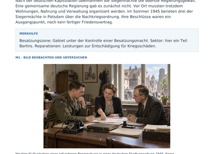 Erste Seite: Besatzungszonen und Potsdam 1945 – kostenloses Geschichte-Arbeitsblatt für Klasse 8–9 mit Lösungen