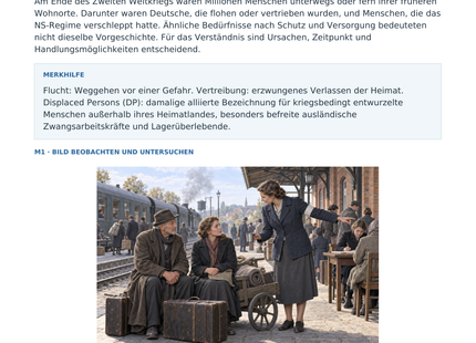 Erste Seite: Flucht, Vertreibung und Displaced Persons – kostenloses Geschichte-Arbeitsblatt für Klasse 8–9 mit Lösungen