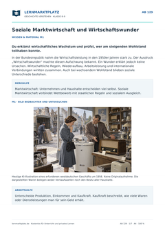 Soziale Marktwirtschaft und Wirtschaftswunder – kostenloses Geschichte-Arbeitsblatt mit Lösungen (PDF)