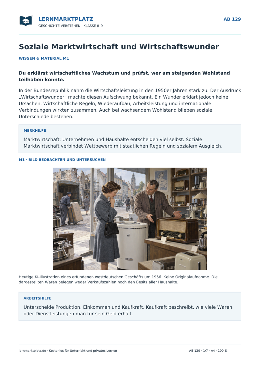 Vorschau Geschichte-Arbeitsblatt 129 mit Lösungen