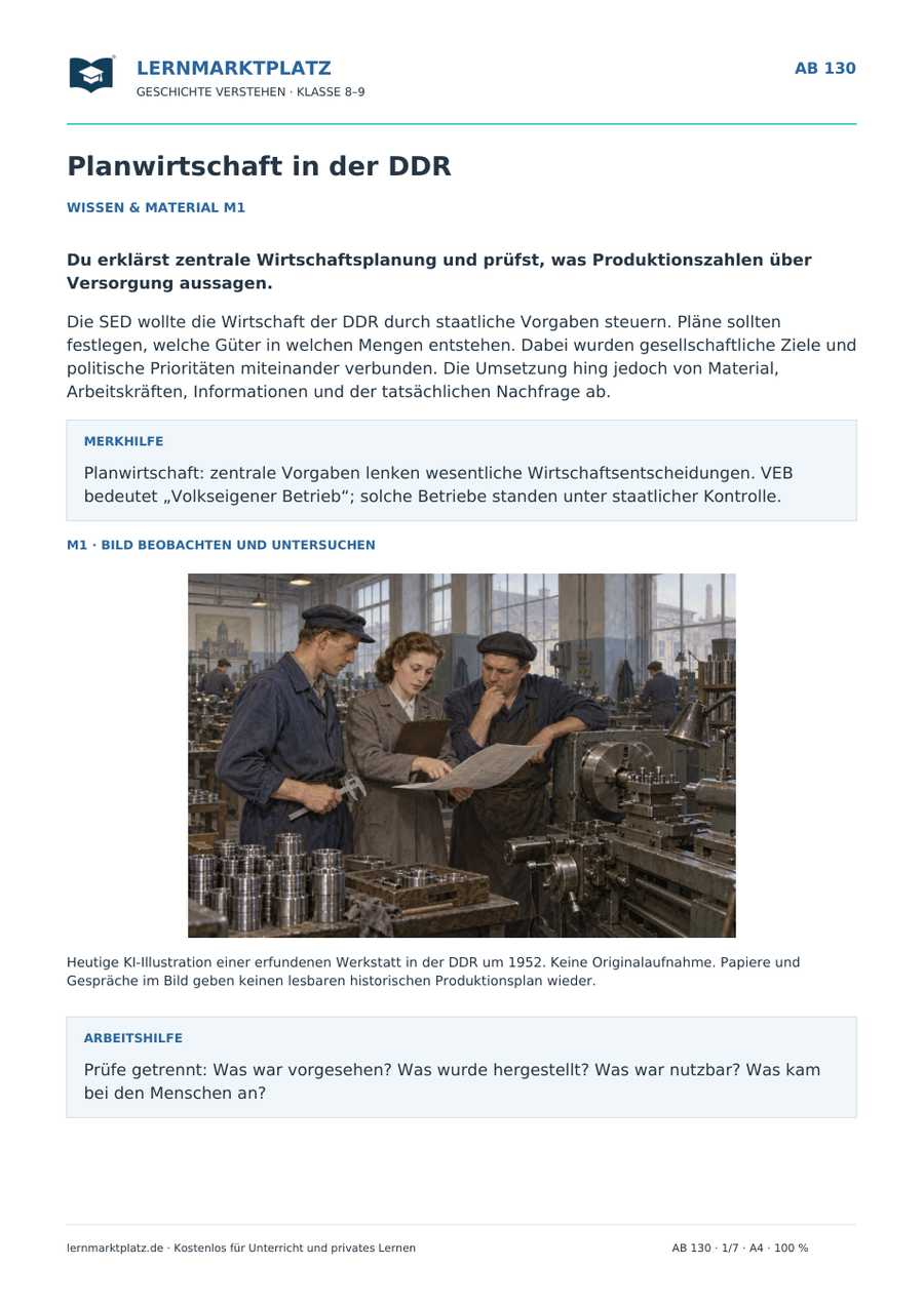 Vorschau Geschichte-Arbeitsblatt 130 mit Lösungen