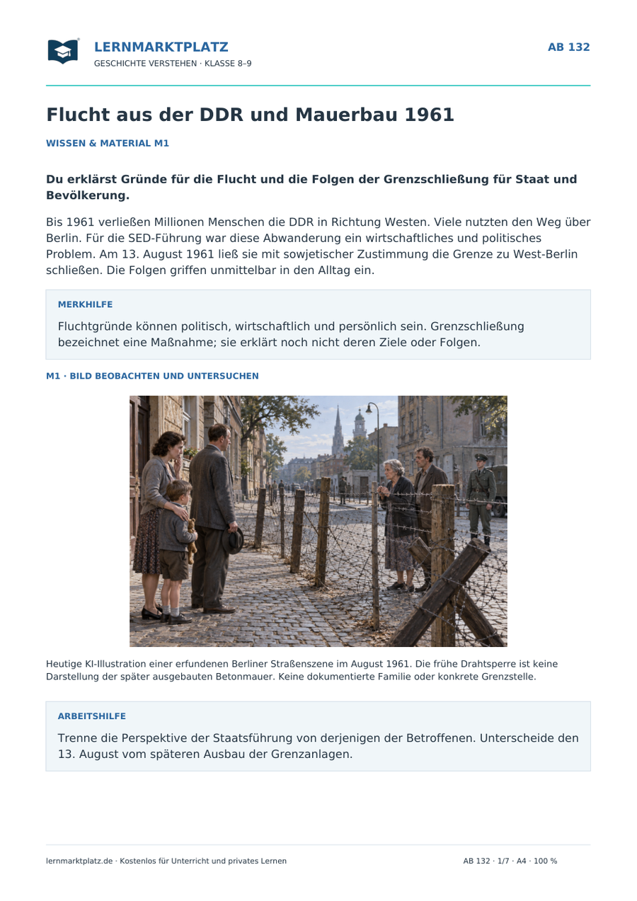 Vorschau Geschichte-Arbeitsblatt 132 mit Lösungen