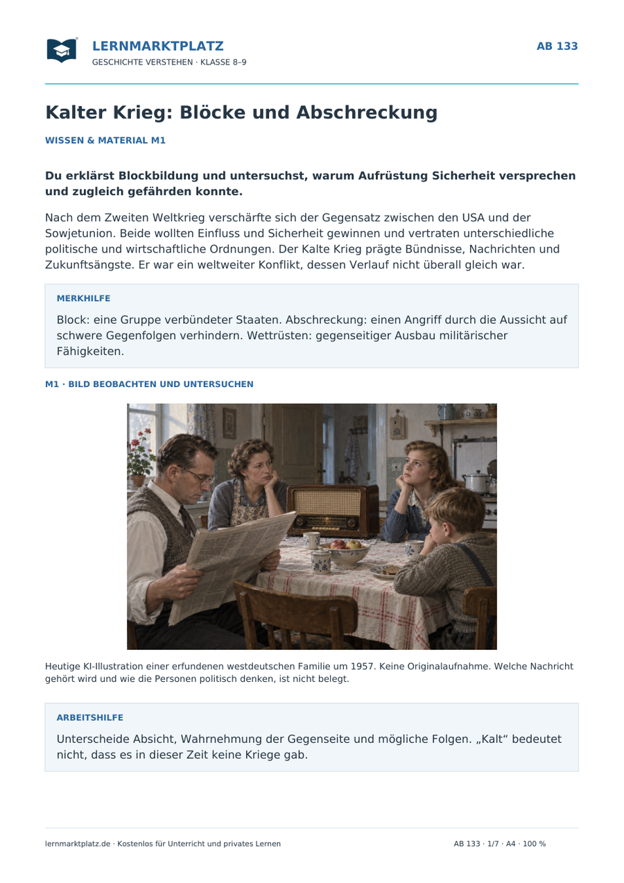 Vorschau Geschichte-Arbeitsblatt 133 mit Lösungen