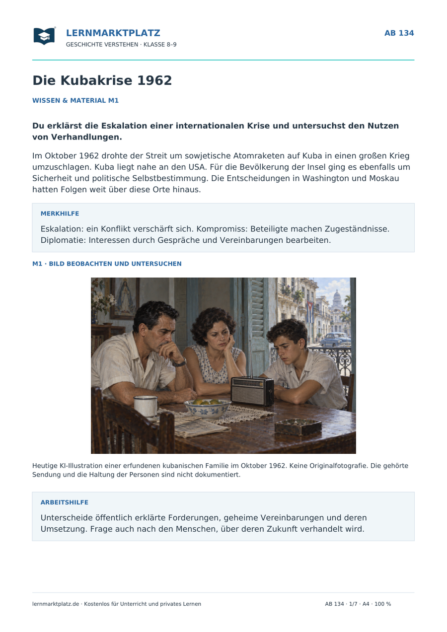 Vorschau Geschichte-Arbeitsblatt 134 mit Lösungen