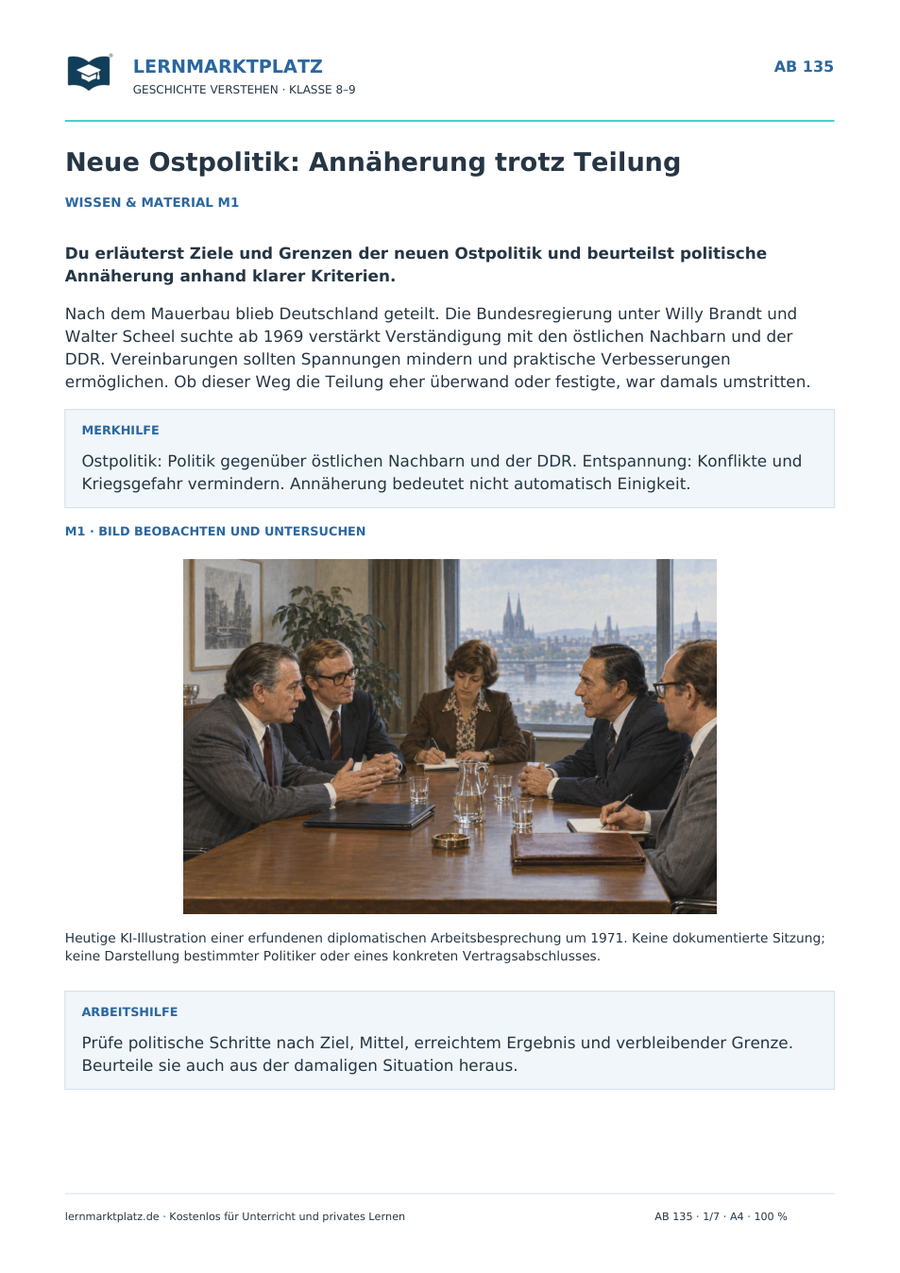 Vorschau Geschichte-Arbeitsblatt 135 mit Lösungen