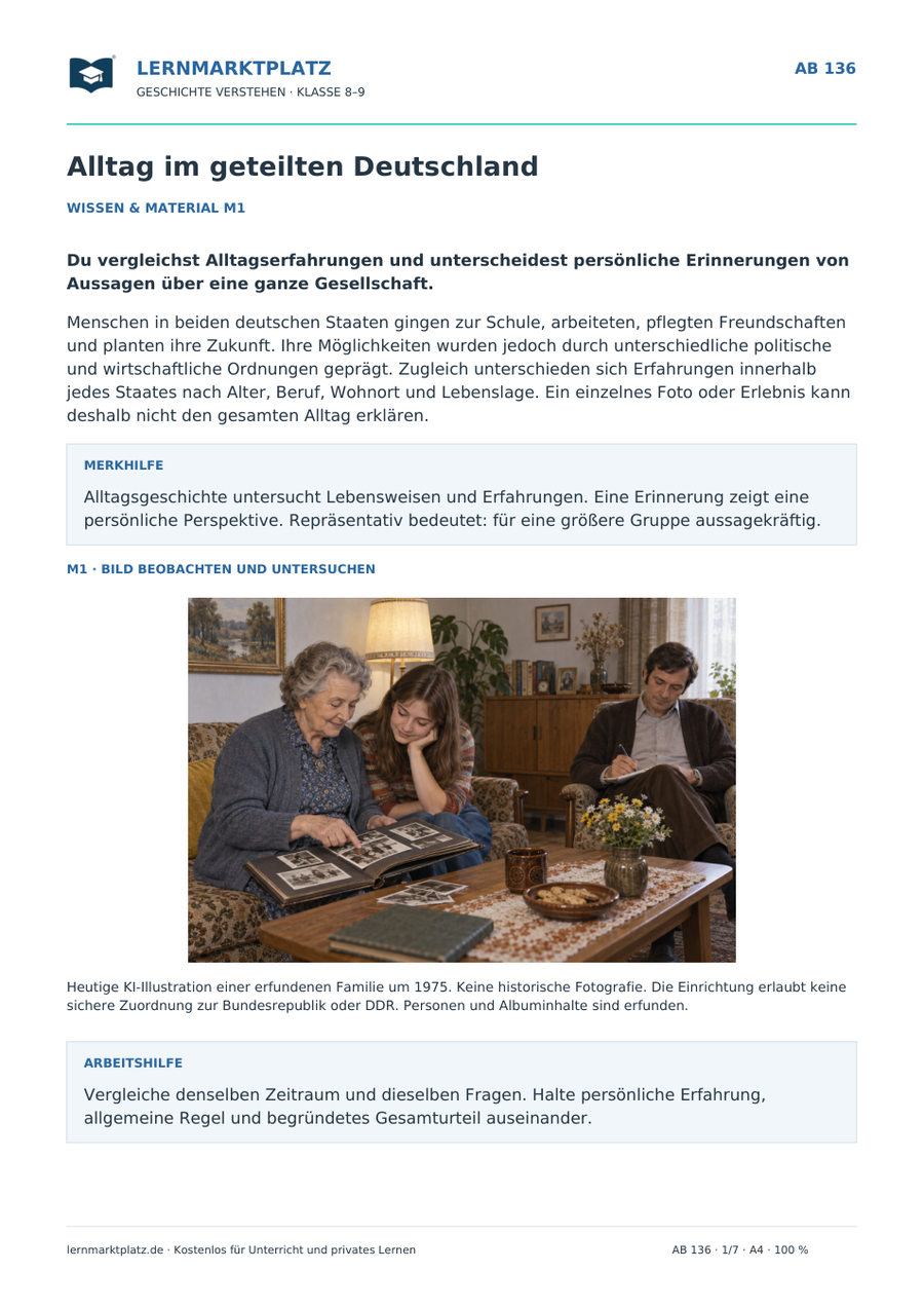 Vorschau Geschichte-Arbeitsblatt 136 mit Lösungen