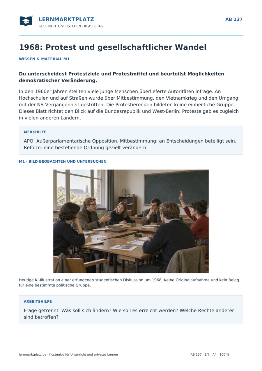 Vorschau Geschichte-Arbeitsblatt 137 mit Lösungen