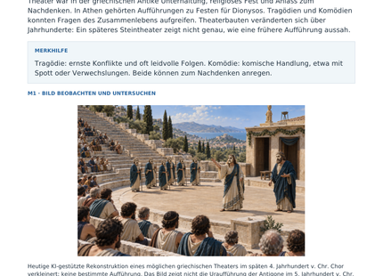 Vorschau: Theater im antiken Griechenland – Geschichte-Arbeitsblatt Klasse 5–6