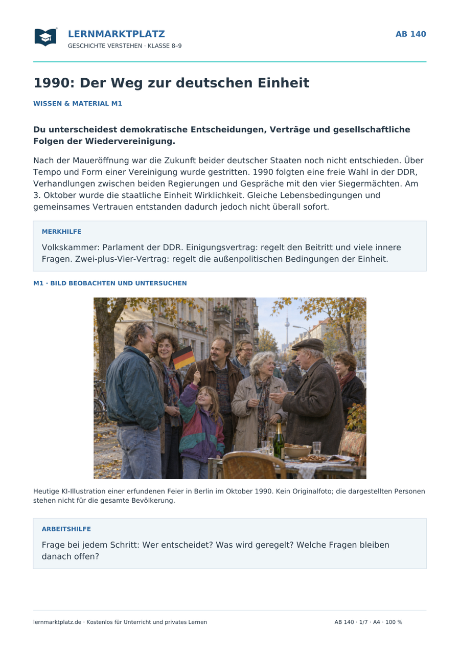 Vorschau Geschichte-Arbeitsblatt 140 mit Lösungen