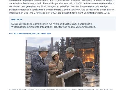 Vorschau Geschichte-Arbeitsblatt 142: Europäische Einigung: Von der EGKS zur EU, mit Lösungen