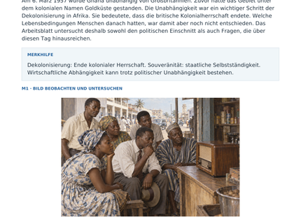 Vorschau Geschichte-Arbeitsblatt 145: Ghana 1957: Was bedeutet Unabhängigkeit?, mit Lösungen