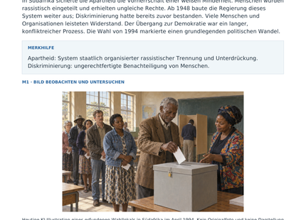 Vorschau Geschichte-Arbeitsblatt 146: Südafrika: Apartheid und demokratischer Wandel, mit Lösungen