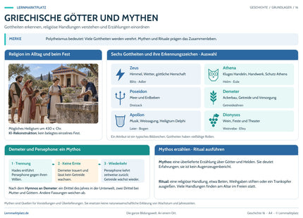 Griechische Götter und Mythen – Lernposter von Lernmarktplatz in A4 und A3