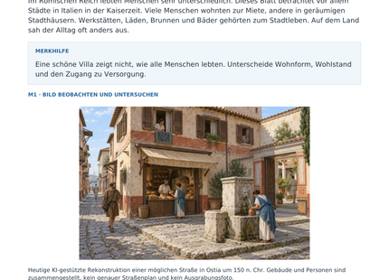 Vorschau: Alltag und Wohnen in Rom – Geschichte-Arbeitsblatt Klasse 5–6