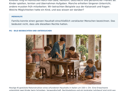 Vorschau: Familie und Kindheit in Rom – Geschichte-Arbeitsblatt Klasse 5–6
