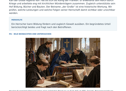 Vorschau: Karl der Große: Macht und Bildung – Geschichte-Arbeitsblatt Klasse 6–7