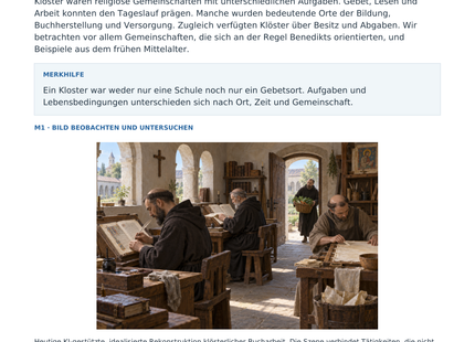 Vorschau: Leben im mittelalterlichen Kloster – Geschichte-Arbeitsblatt Klasse 6–7