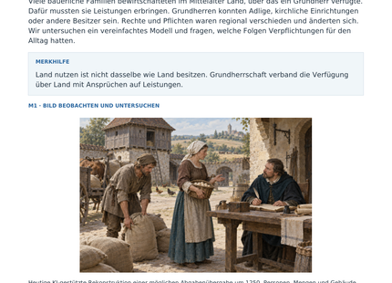 Vorschau: Grundherrschaft: Land und Pflichten – Geschichte-Arbeitsblatt Klasse 6–7