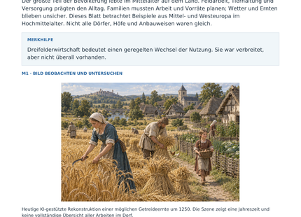 Vorschau: Leben im mittelalterlichen Dorf – Geschichte-Arbeitsblatt Klasse 6–7