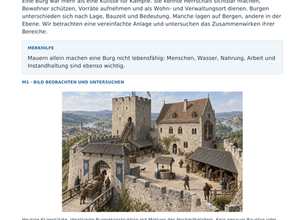 Vorschau: Burgen: Schutz, Wohnen und Macht – Geschichte-Arbeitsblatt Klasse 6–7