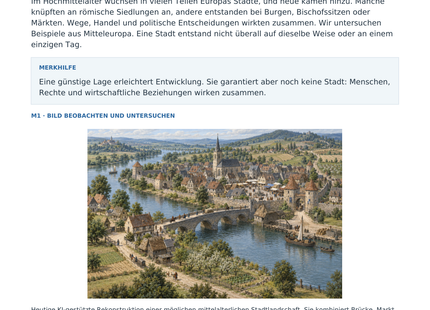 Vorschau: Wie mittelalterliche Städte entstehen – Geschichte-Arbeitsblatt Klasse 6–7