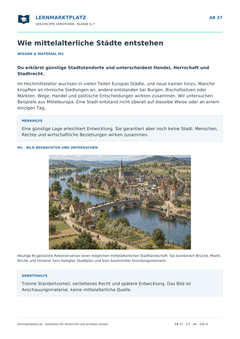 Wie mittelalterliche Städte entstehen – kostenloses Geschichte-Arbeitsblatt mit Lösungen (PDF)