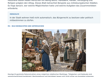 Vorschau: Leben in der mittelalterlichen Stadt – Geschichte-Arbeitsblatt Klasse 6–7