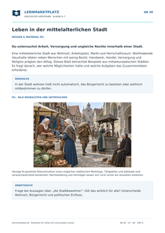 Leben in der mittelalterlichen Stadt – kostenloses Geschichte-Arbeitsblatt mit Lösungen (PDF)