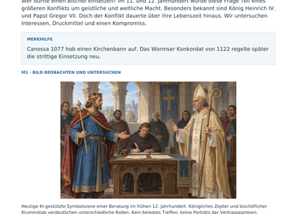 Vorschau: Der Investiturstreit – Geschichte-Arbeitsblatt Klasse 6–7