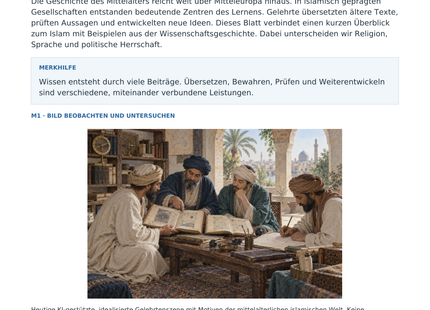 Vorschau: Islam und Wissen im Mittelalter – Geschichte-Arbeitsblatt Klasse 6–7