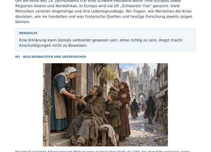 Vorschau: Die Pest im Mittelalter – Geschichte-Arbeitsblatt Klasse 6–7