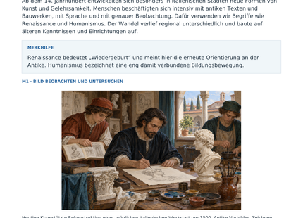 Vorschau: Renaissance und Humanismus – Geschichte-Arbeitsblatt Klasse 6–7