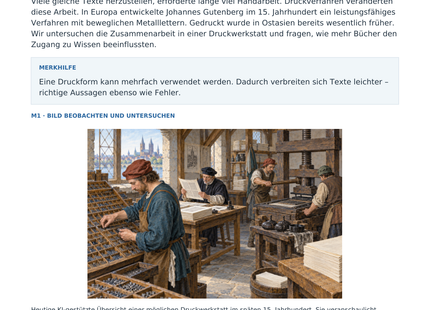 Vorschau: Buchdruck verändert die Welt – Geschichte-Arbeitsblatt Klasse 6–7