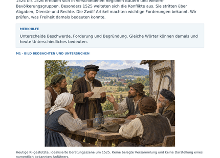 Vorschau: Bauernkrieg: Forderungen nach Freiheit – Geschichte-Arbeitsblatt Klasse 7–8