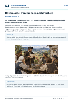 Bauernkrieg: Forderungen nach Freiheit – kostenloses Geschichte-Arbeitsblatt mit Lösungen (PDF)