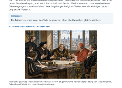 Vorschau: Konfessionen und Religionsfrieden – Geschichte-Arbeitsblatt Klasse 7–8