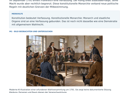 Vorschau: 1791: Eine Verfassung für Frankreich – Geschichte-Arbeitsblatt Klasse 7–8