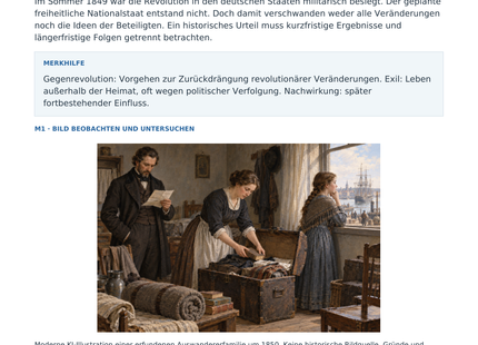 1848/49: Scheitern und Folgen – erste Seite des Arbeitsblatts mit historischer Illustration